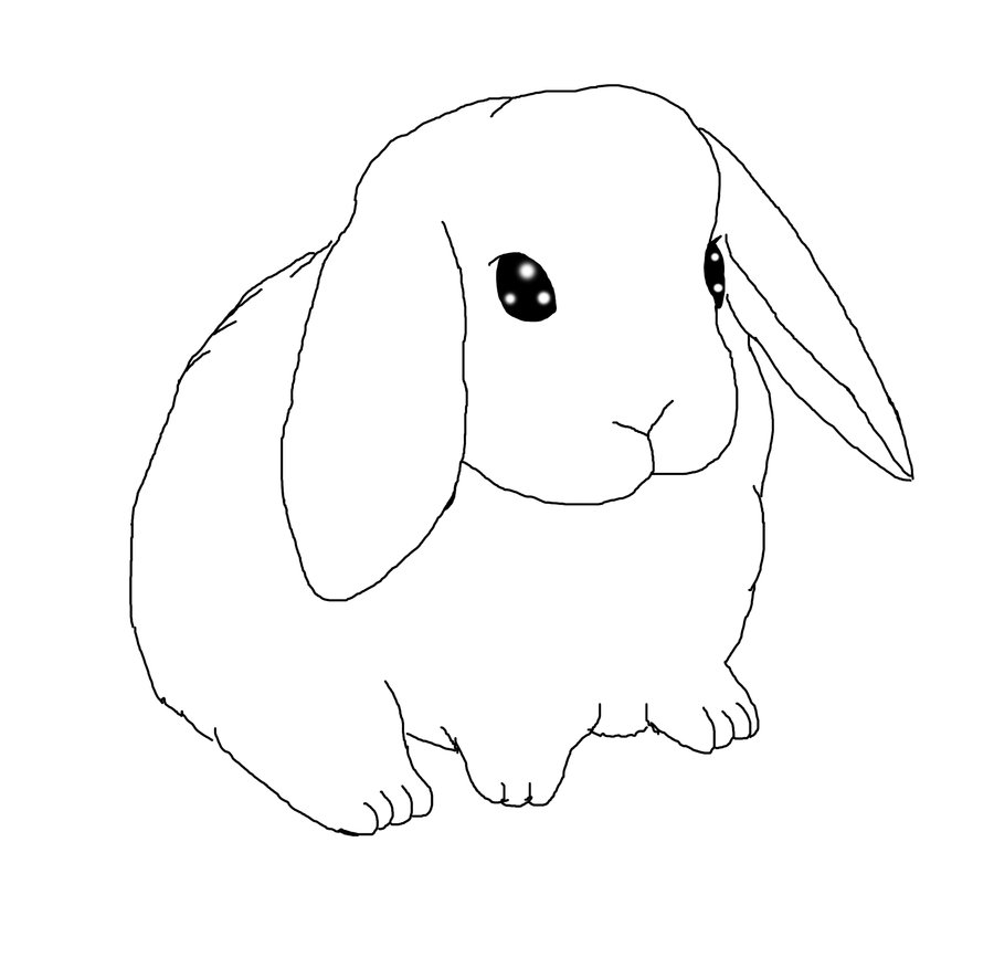 900x867 Bunny Drawing Line For Free Download - Bunny Line Drawing