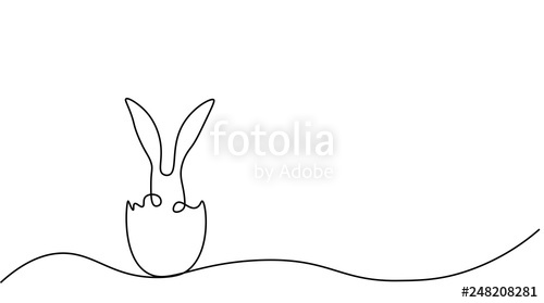 500x279 Bunny Rabbit Easter Egg Background One Line Drawing Vector - Bunny Line Drawing