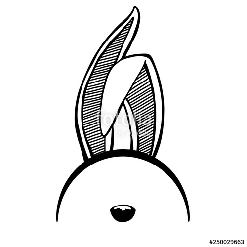 500x500 Sketch Rabbit Ears With A Nose Easter Bunny Vector Stock Image - Bunny Nose Drawing
