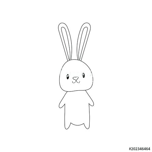 500x500 Bunny Outlines Happy Outline Template Free Face Rabbit Drawing - Bunny Outline Drawing