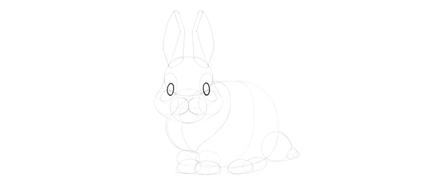 850x375 How To Draw A Cute Bunny Step - Bunny Outline Drawing