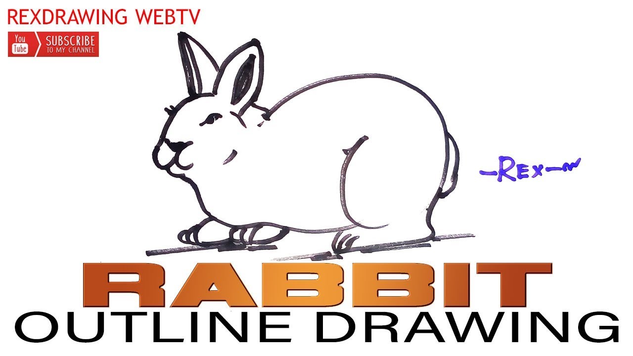 1280x720 How To Draw A Rabbit Or Bunny Outline Easy Step - Bunny Outline Drawing