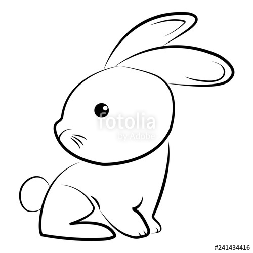 500x500 Simple Outline Drawing Of A Cartoon Bunny, Animal Stock Image - Bunny Outline Drawing