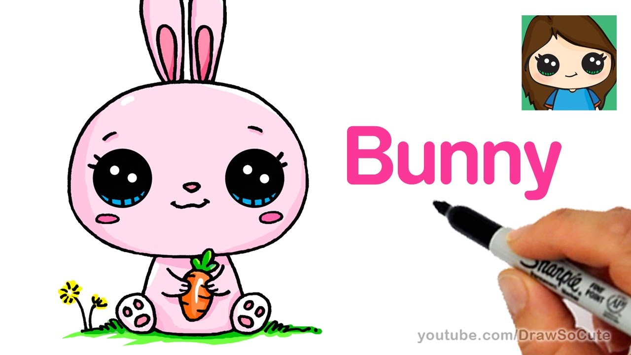 1280x720 How To Draw A Cartoon Bunny Rabbit Easy - Bunny Rabbit Drawing