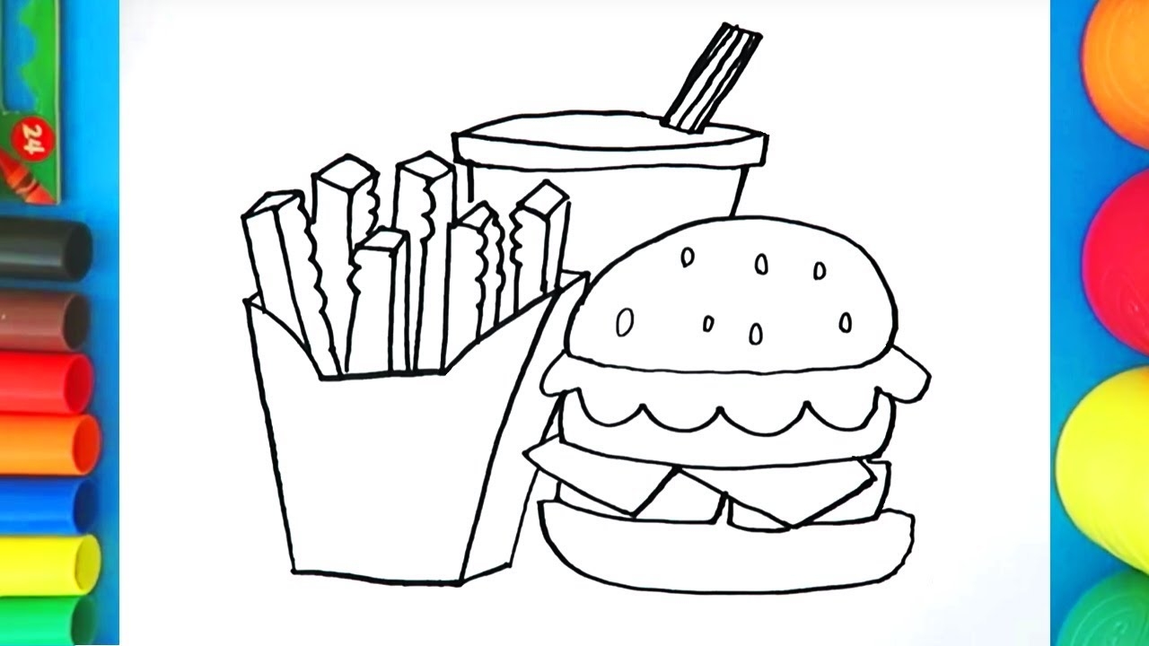 Burger And Fries Drawing at PaintingValley.com | Explore collection of ...