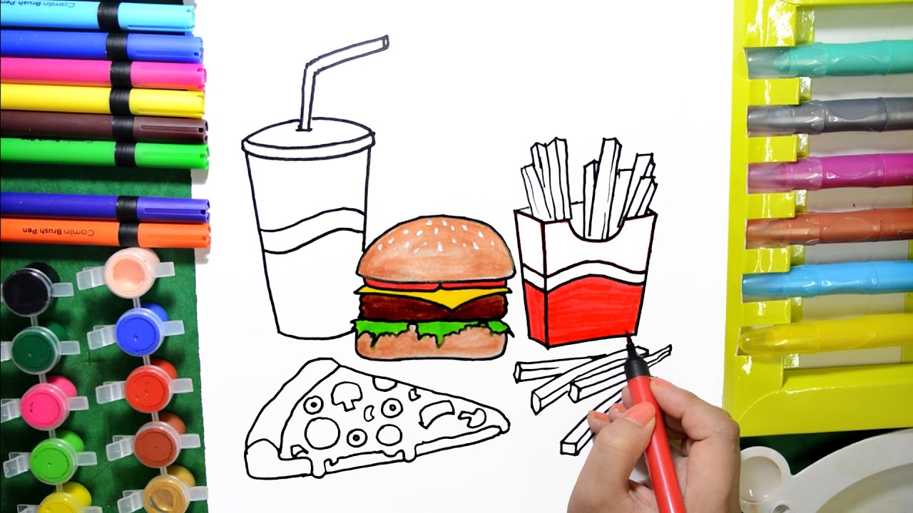 Burger And Fries Drawing at PaintingValley.com | Explore collection of ...