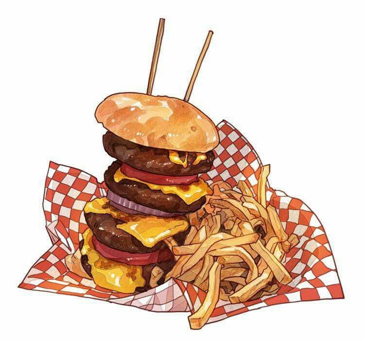 Burger And Fries Drawing at Explore collection of