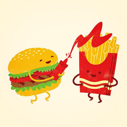 500x500 burger and fries, having some fun drawing, printing, painting - Burger And Fries Drawing