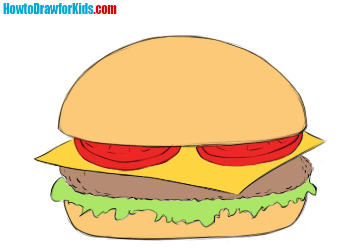 700x500 how to draw a burger for kids how to draw for kids - Burger Drawing