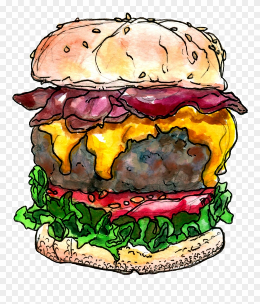 880x1028 junk food clipart bacon cheeseburger - Burger Drawing