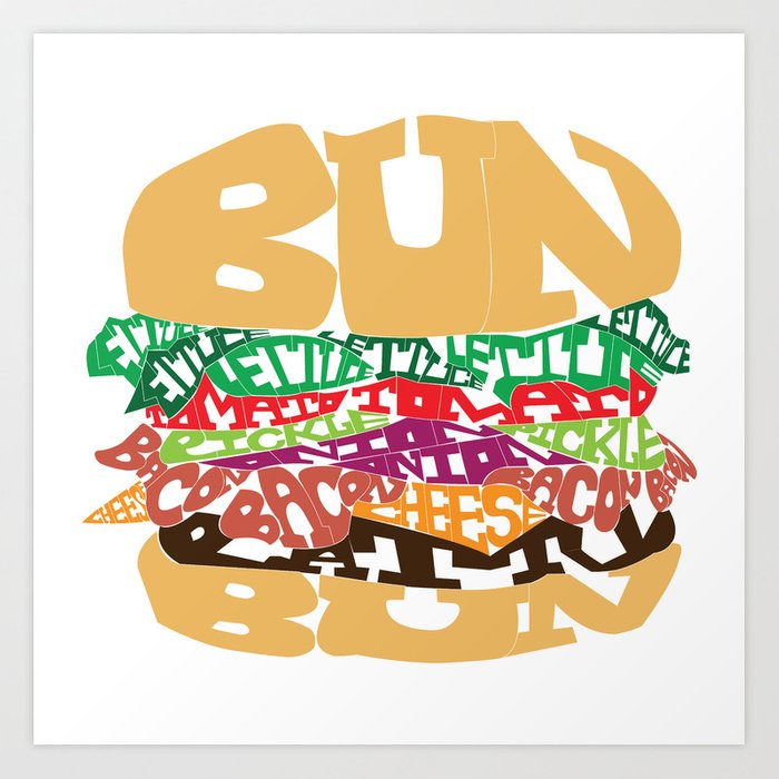 700x700 word drawing burger art print - Burger Drawing