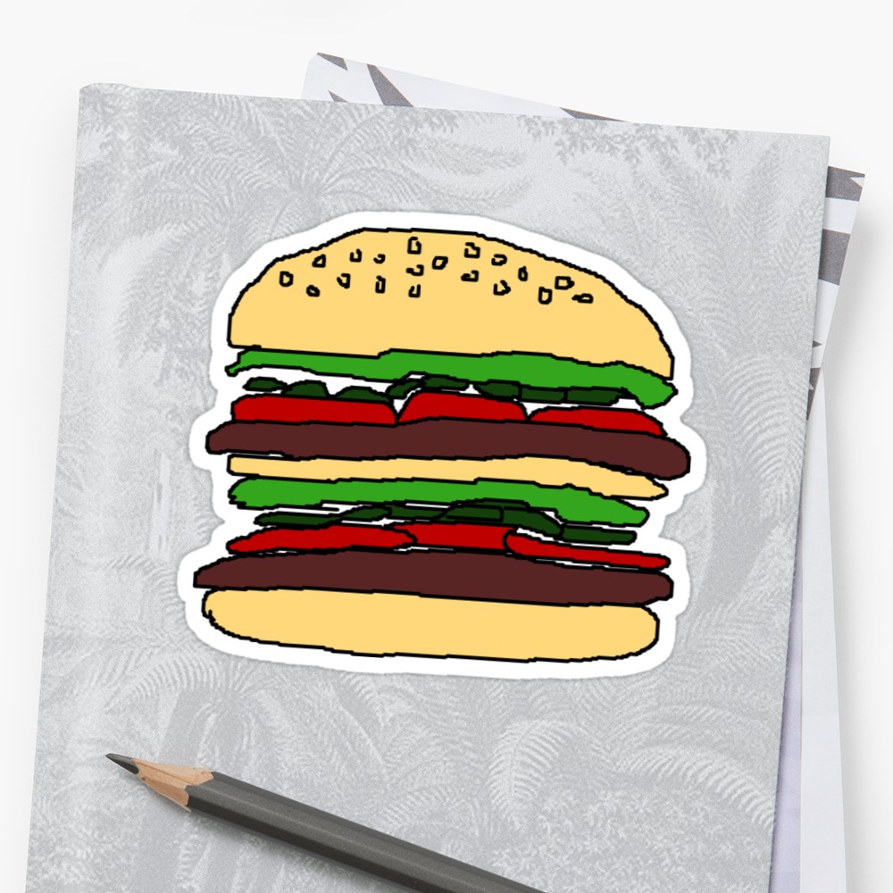 1000x1000 burger drawing stickers - Burger Drawing