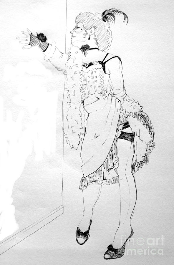 591x900 Burlesque Drawing Drawing - Burlesque Drawing