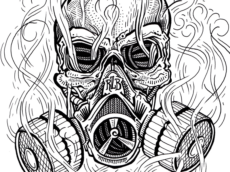 800x600 ink drawing for metal band - Burn Drawing