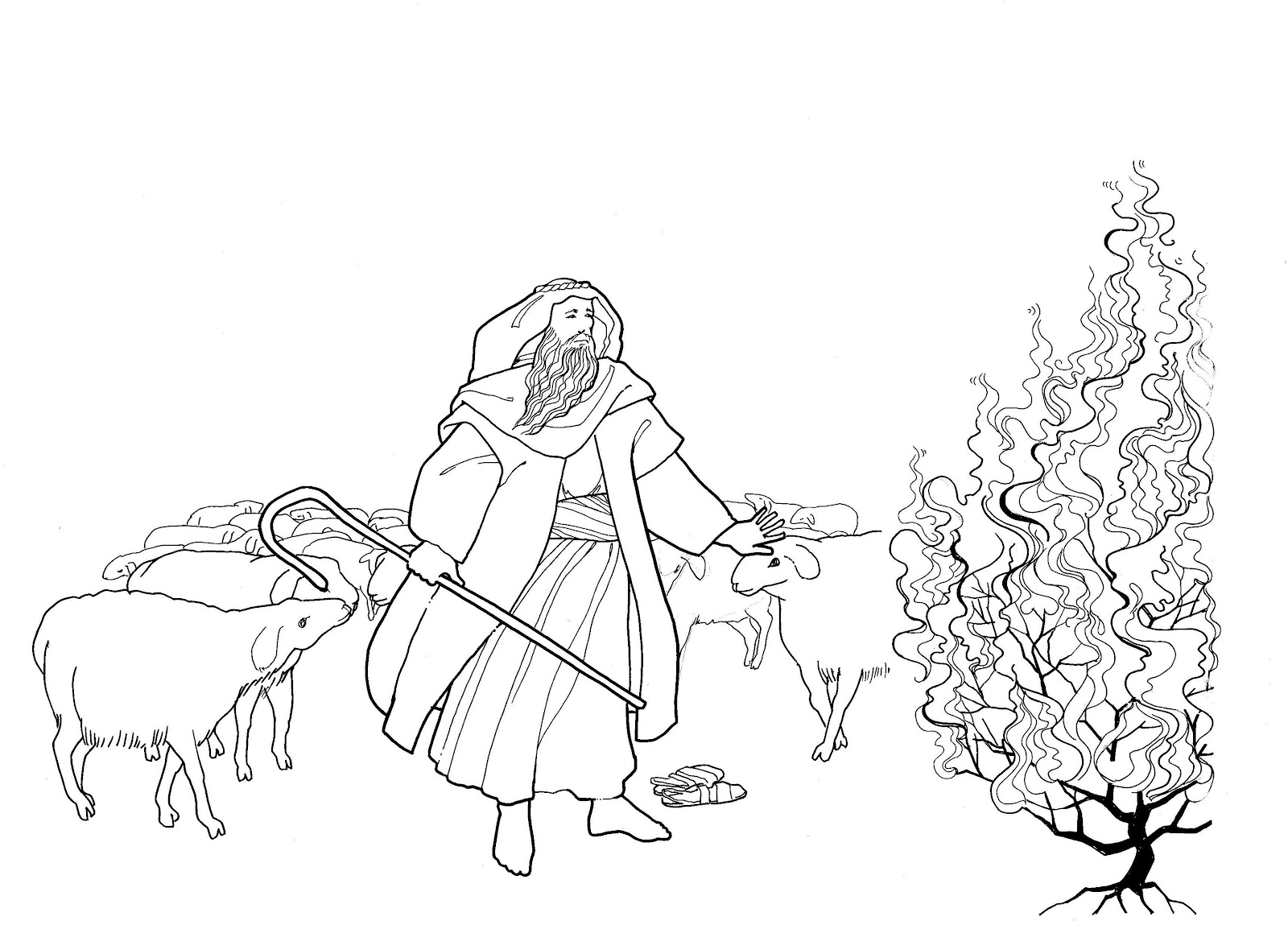 1600x1154 make a joyful color moses and the burning bush - Burning Bush Drawing