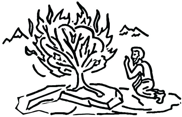 600x387 moses burning bush coloring - Burning Bush Drawing