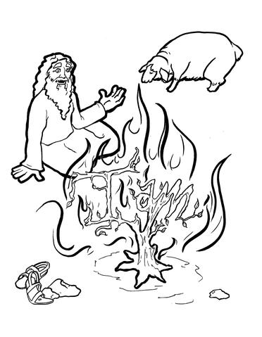 372x479 moses and the burning bush coloring - Burning Bush Drawing