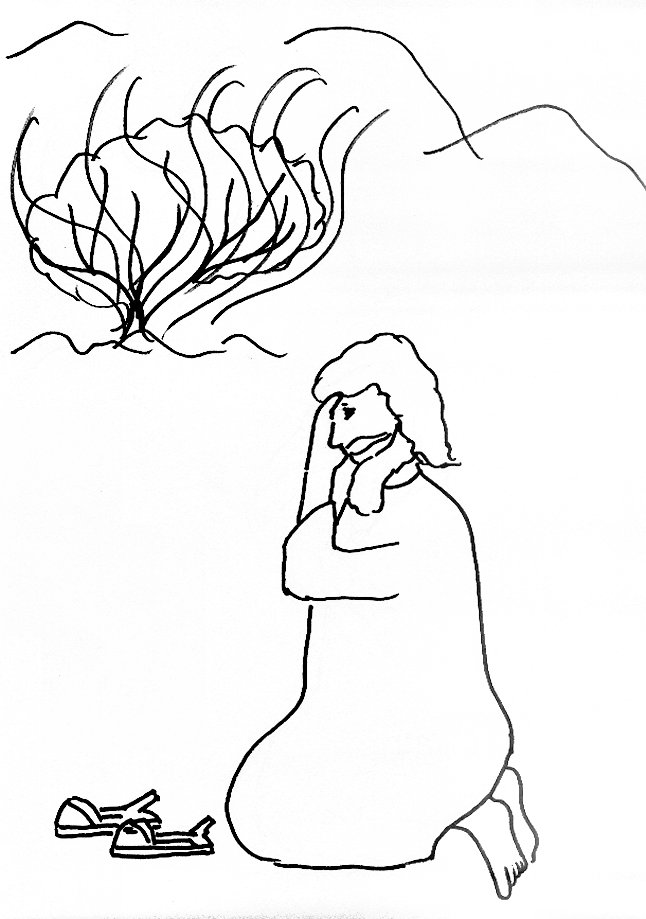646x919 Bible Story Coloring - Burning Bush Drawing