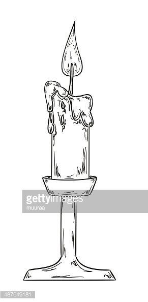 291x594 candlestick with burning candle sketch premium clipart - Burning Candle Drawing
