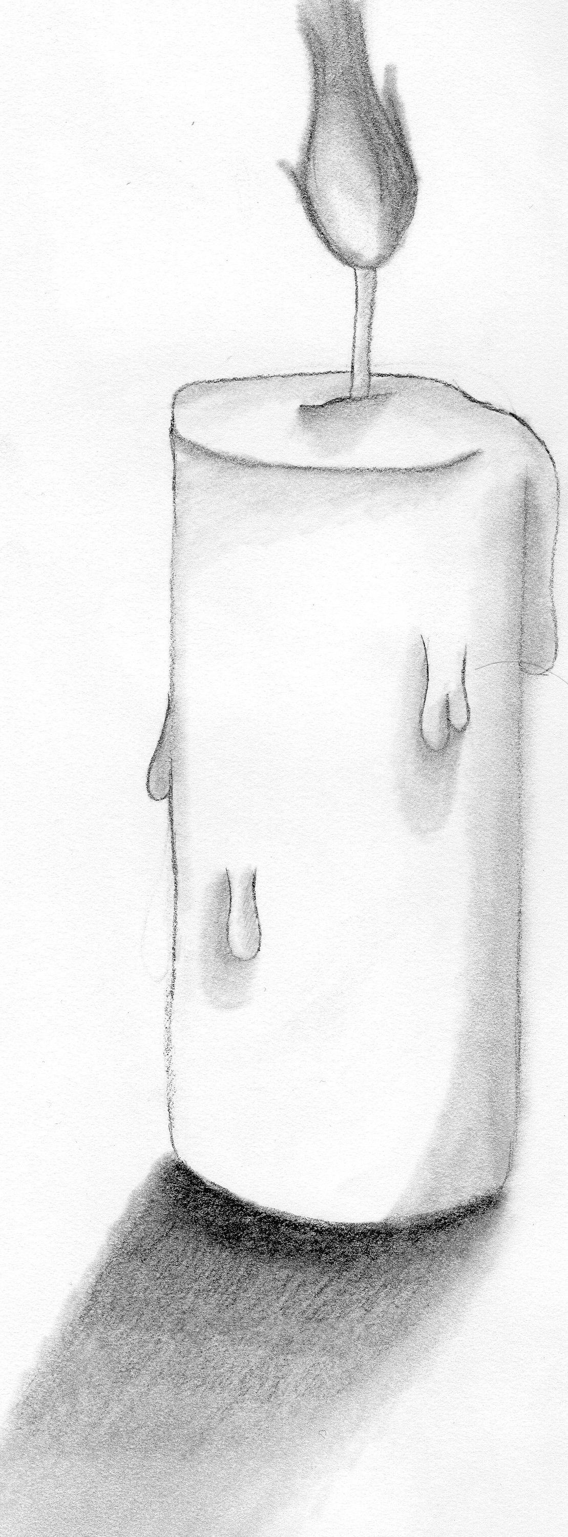 1109x3000 realistic drawing of a burning candle shadow's artwork - Burning Candle Drawing