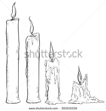 450x470 vector set of sketch candles process of candle burning candle - Burning Candle Drawing