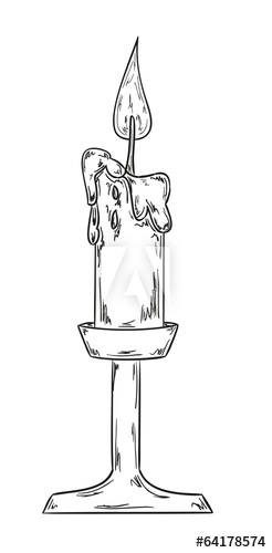 246x500 candlestick with burning candle sketch - Burning Candle Drawing