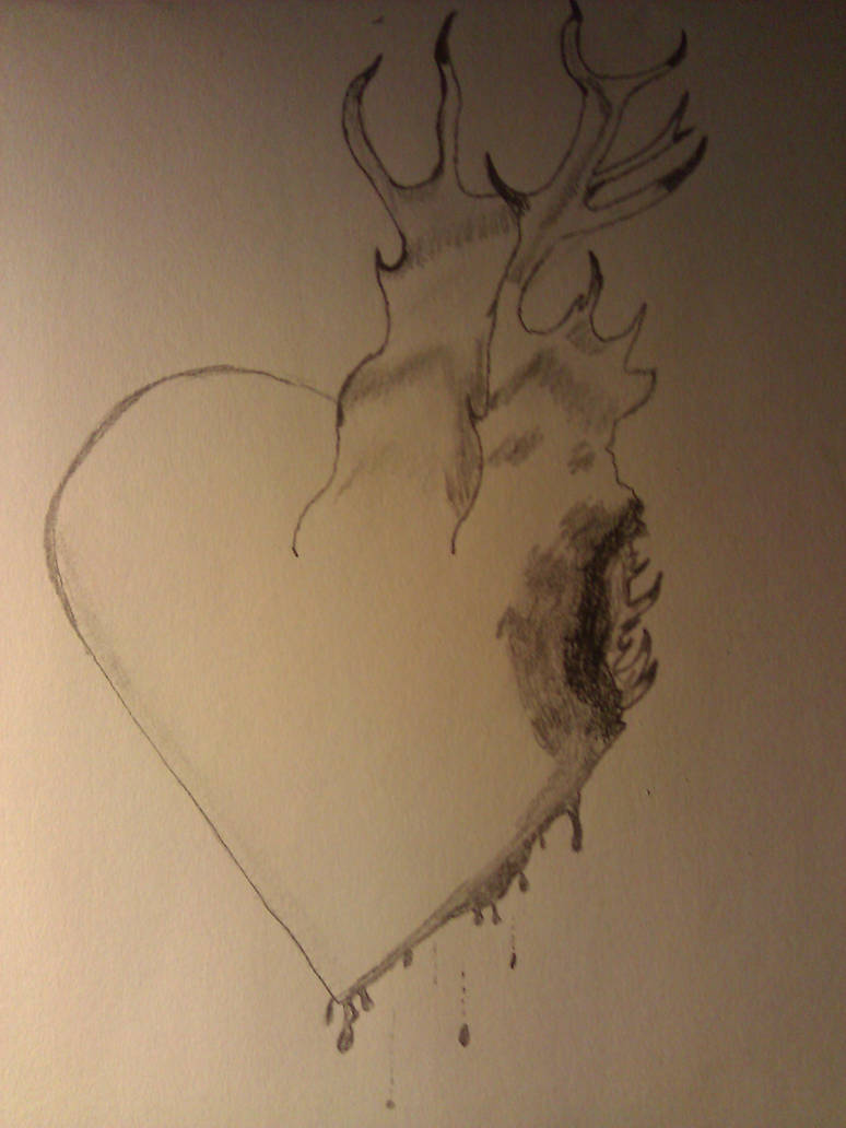 774x1032 burning heart drawing - Burning Heart Drawing