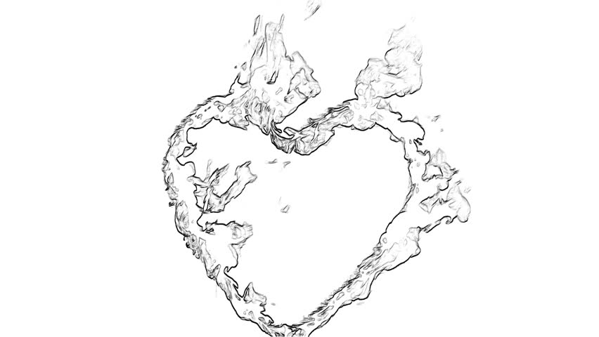 852x480 drawing of a burning heart stock footage video - Burning Heart Drawing