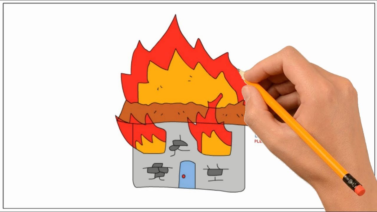 1280x720 How To Draw Burning House Step - Burning House Drawing