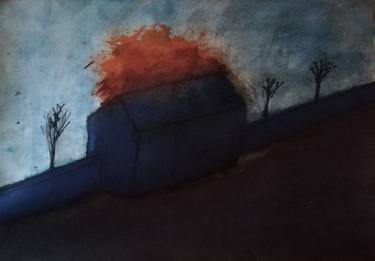 375x261 The Burning House Drawing - Burning House Drawing