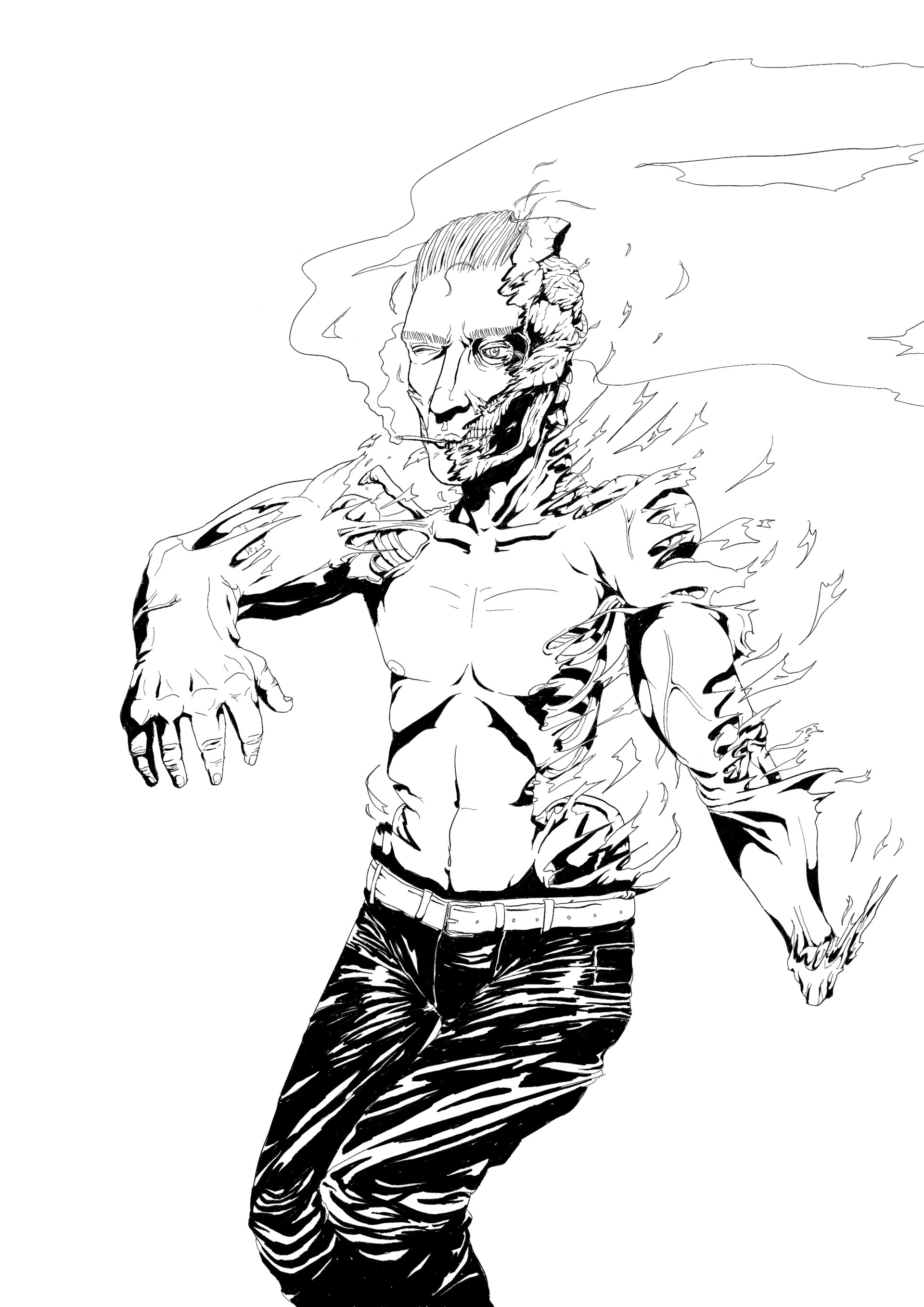 1920x2716 Artstation - Burning Man Drawing