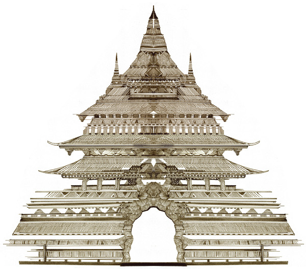 600x527 The Temple - Burning Man Drawing