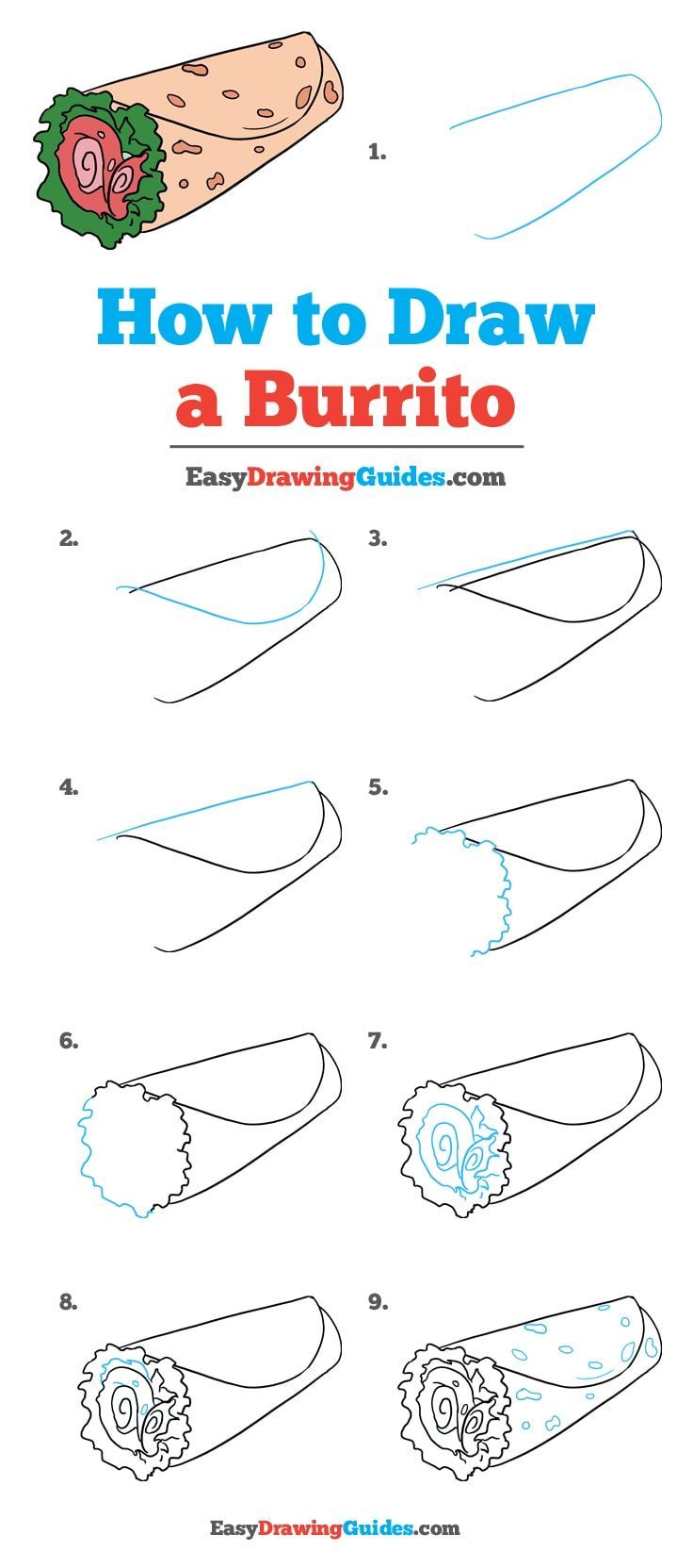 736x1663 how to draw a burrito - Burrito Drawing