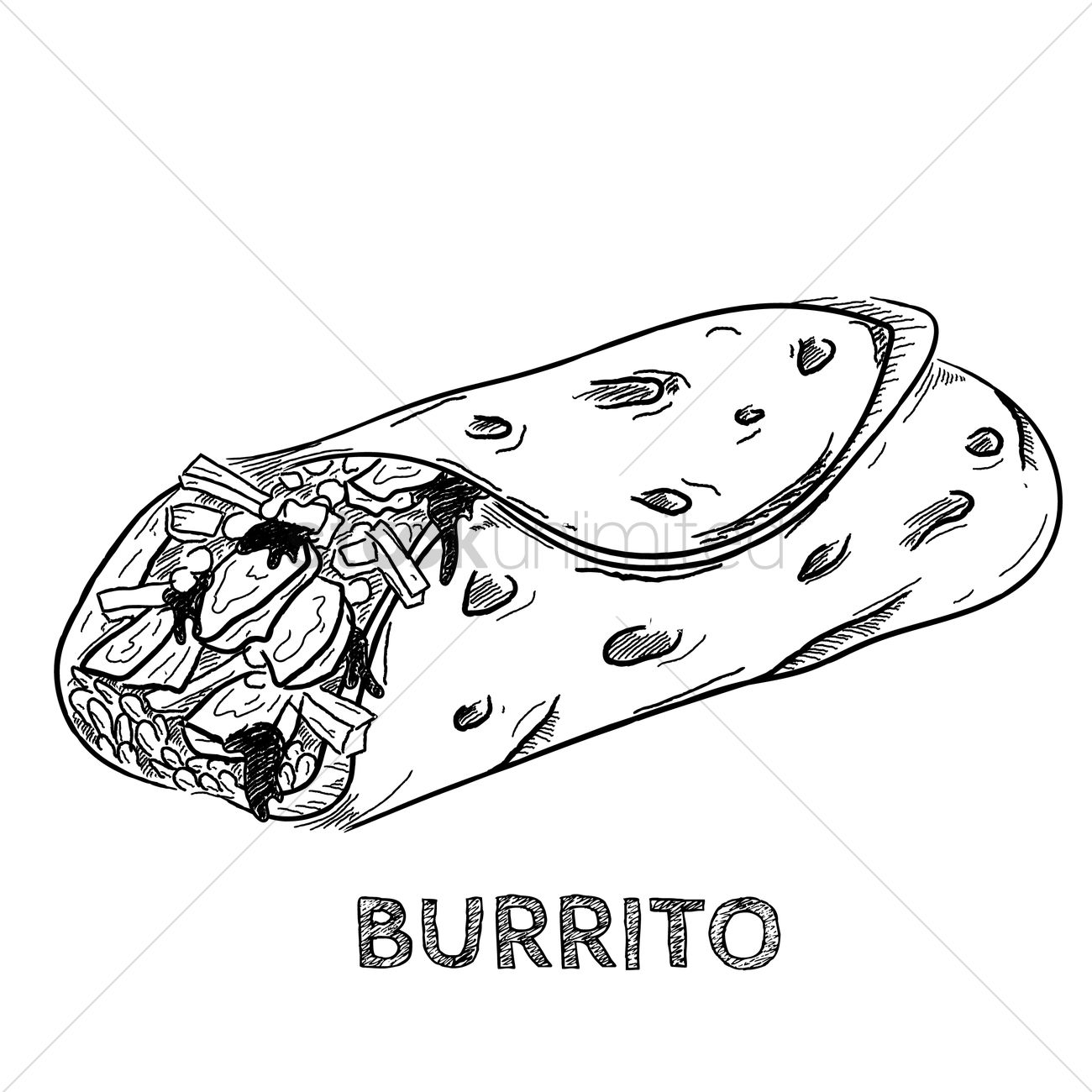 1300x1300 burrito vector image - Burrito Drawing
