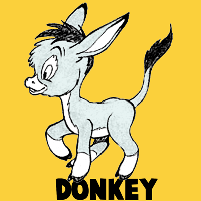 400x400 how to draw cartoon donkeys or mules in easy step - Burro Drawing