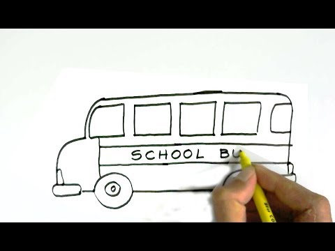 480x360 How To Draw A School Bus In Easy Steps For Children, Kids - Bus Cartoon Drawing