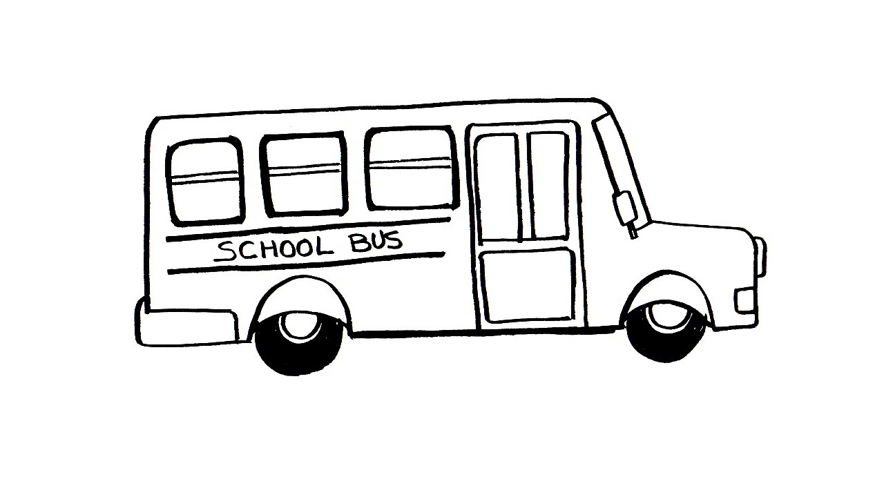 1280x720 School Bus Cartoon Drawing How To Draw A School Bus Easy Stepstep - Bus Cartoon Drawing