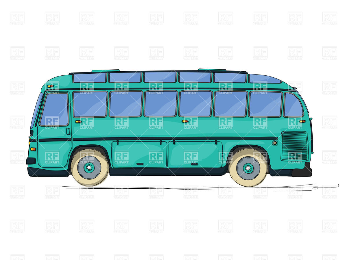 1200x900 Vintage Style City Bus, Cartoon Drawing Vector Image - Bus Cartoon Drawing