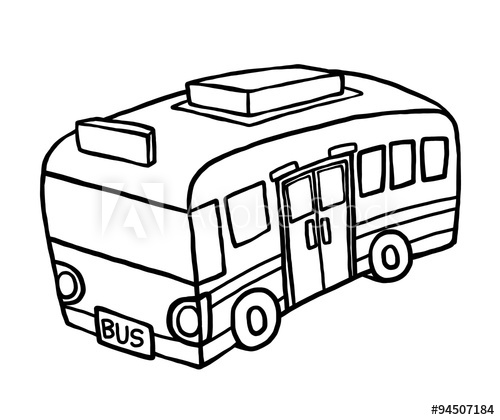 500x420 Bus Cartoon Vector And Illustration, Black And White, Hand Drawn - Bus Cartoon Drawing