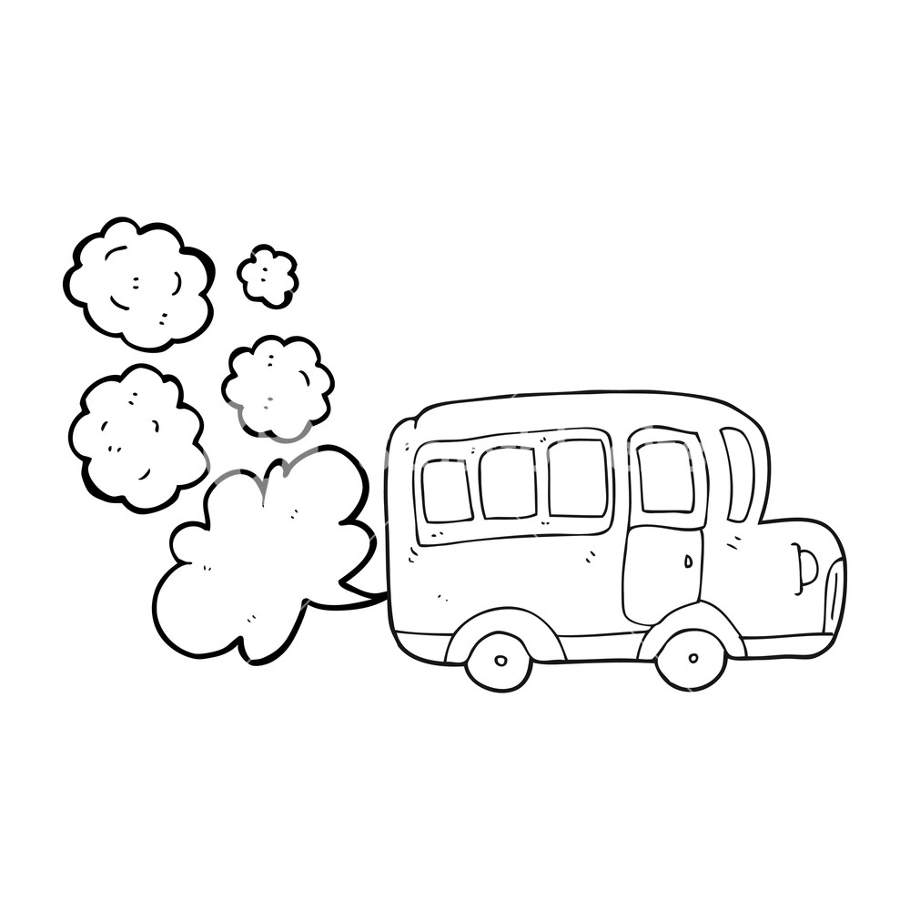 1000x1000 Freehand Drawn Black And White Cartoon Yellow School Bus Royalty - Bus Cartoon Drawing