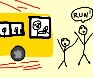 300x250 happy bus driver almost hits peaple drawing - Bus Driver Drawing