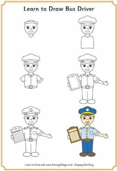460x668 how to draw a bus driver how to draw in learn to draw - Bus Driver Drawing