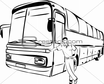 340x275 image sketch of a man near his bus driver from crestock - Bus Driver Drawing