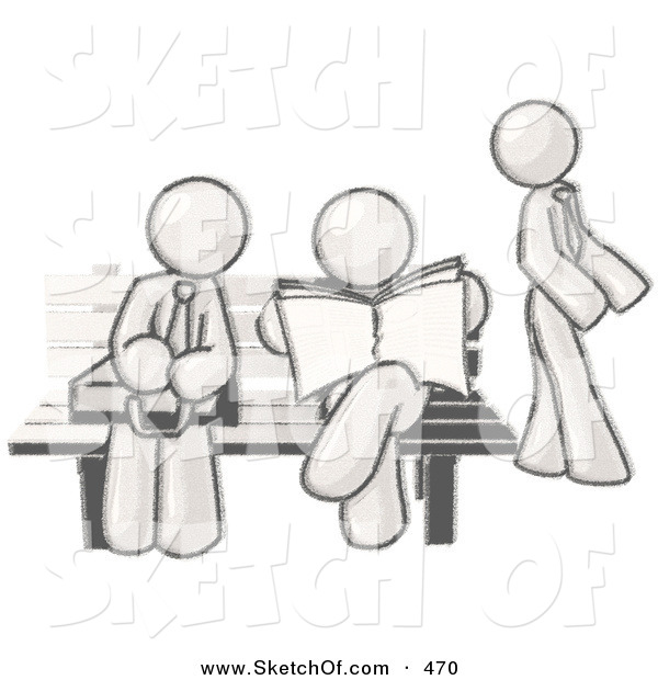 600x620 Drawing Of Sketched Design Mascot People Waiting - Bus Stop Drawing