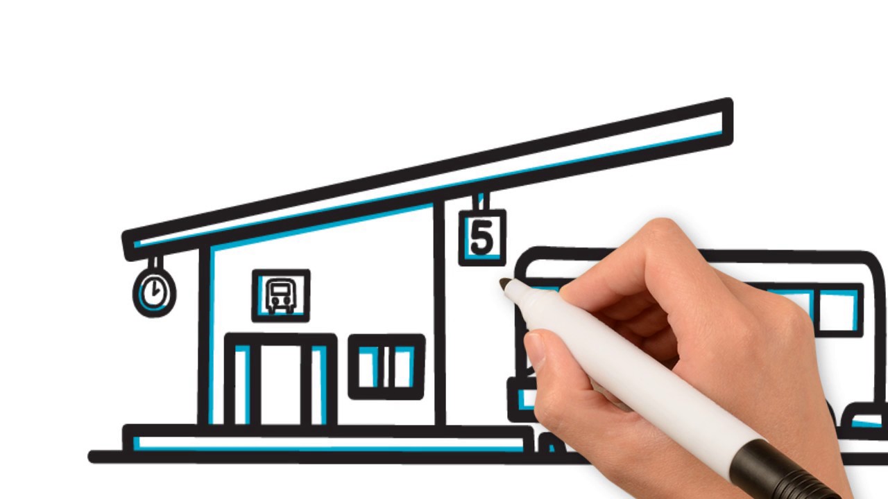 1280x720 How To Draw A Bus Stop - Bus Stop Drawing