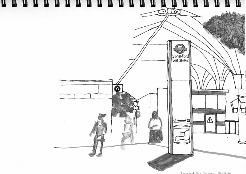 Bus Stop Drawing at PaintingValley.com | Explore collection of Bus Stop