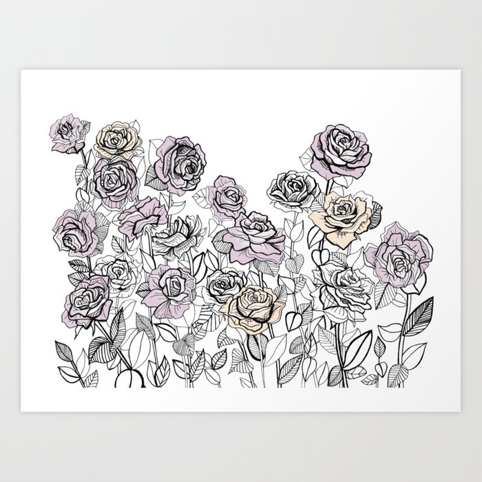 700x700 Rose Bush Drawing Graphic Design Art Print - Bush Drawing
