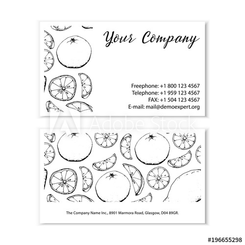 500x500 Black And White Business Card Fruit Sketch Hand Drawing Simple - Business Card Drawing