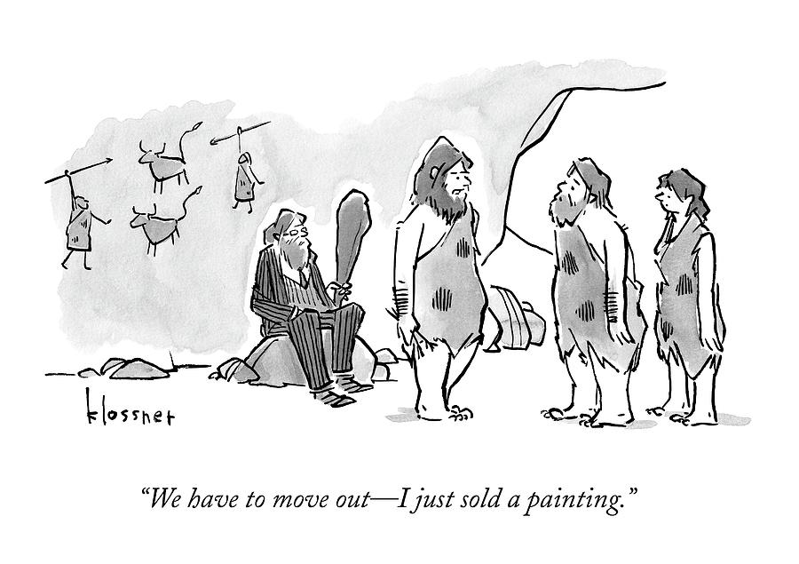 900x635 a caveman with a pin striped business suit hangs drawing - Business Suit Drawing