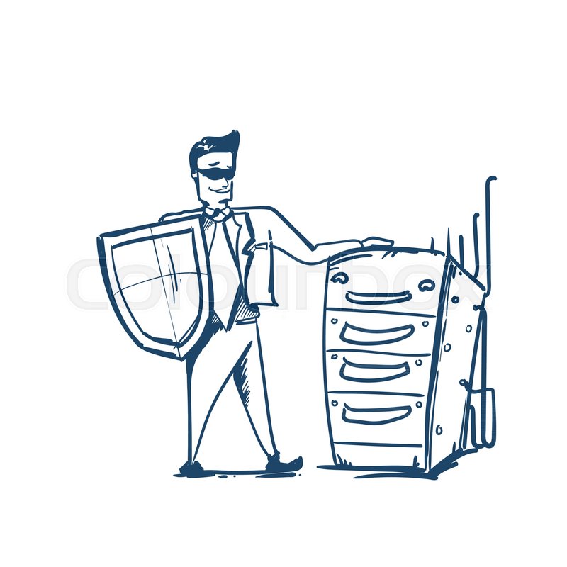 800x800 man in business suit shield standing stock vector colourbox - Business Suit Drawing